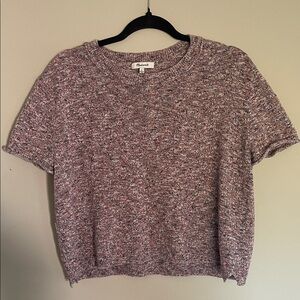 Madewell Short Sleeve Marled Knit Tee Sweater - Pink and Gray